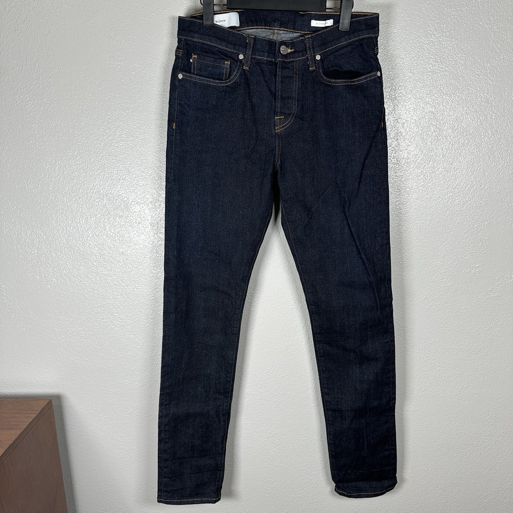 Baldwin BLDWN Modern Skinny Selvedge Denim Jeans Mens31x32 Dark Wash Made in USA